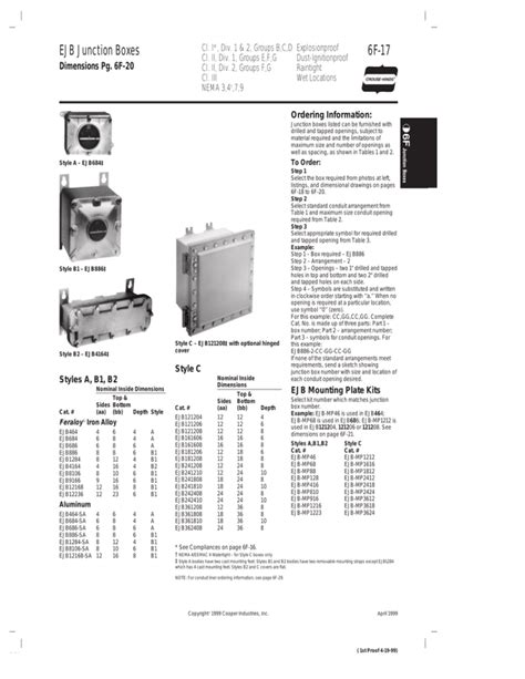 ejb junction box dimensions